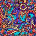 Indian ornament, henna style. Colorful oriental design. Vector pattern in mendi style. Paisley. Royalty Free Stock Photo